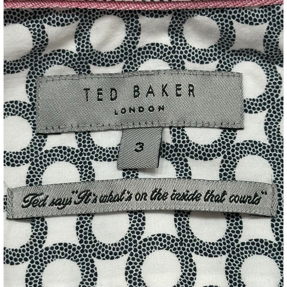 Ted Baker London Mens Floral Print Short Sleeve Button Up Shirt White Black M - Picture 5 of 8